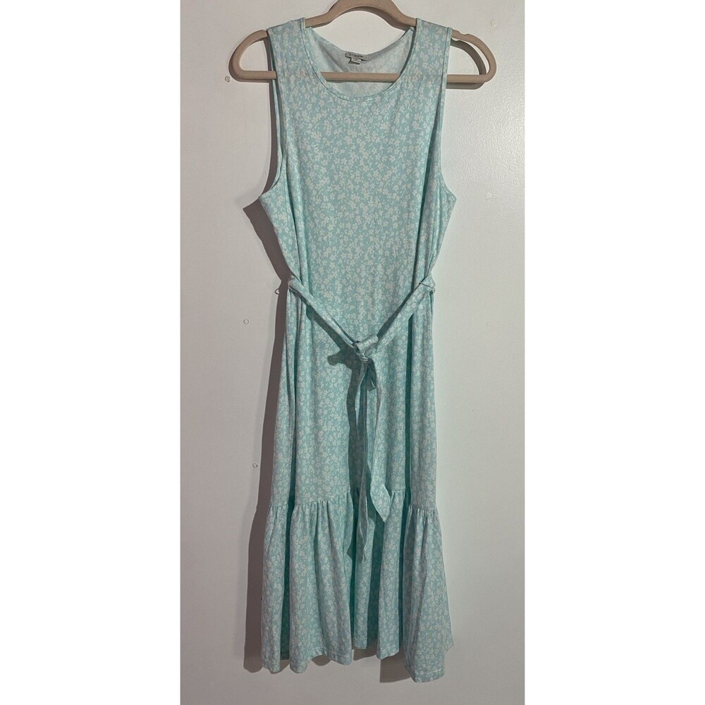 J Crew Dress‎ M Blue Floral Modest Prairie Tiered Midi Feminine Boho Waist Tie